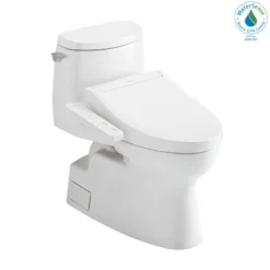 TOTO WASHLET+ Carlyle II 1G One-Piece Elongated 1.0 GPF Toilet and WASHLET+ C2 Bidet Seat, Cotton White, Vitreous China|Plastic, MW6143074CUFG#01