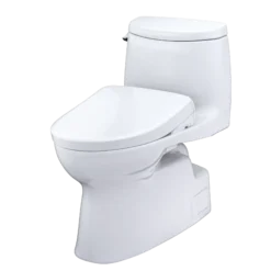 TOTO WASHLET+ Carlyle II One-Piece Elongated 1.28 GPF Toilet with Auto Flush WASHLET+ S7 Contemporary Bidet Seat, Cotton White, Vitreous China|Plastic, MW6144726CEFGA#01