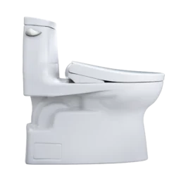 TOTO WASHLET+ Carlyle II One-Piece Elongated 1.28 GPF Toilet and WASHLET+ S7A Contemporary Bidet Seat, Cotton White, Vitreous China|Plastic, MW6144736CEFG#01
