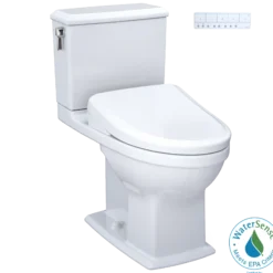 TOTO WASHLET+ Connelly Two-Piece Elongated Dual Flush 1.28 and 0.9 GPF Toilet and Classic WASHLET S7A Classic Bidet Seat, Cotton White, Vitreous China|Plastic, MW4944734CEMFG#01