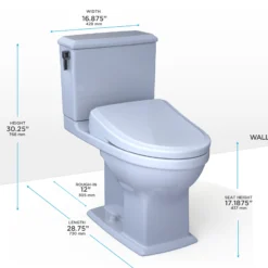 TOTO WASHLET+ Connelly Two-Piece Elongated Dual Flush 1.28 and 0.9 GPF Toilet, Classic WASHLET S7A Bidet Seat with Auto Flush and Auto Open/Close Lid, Cotton White, Vitreous China|Plastic, MW4944734CEMFGA#01