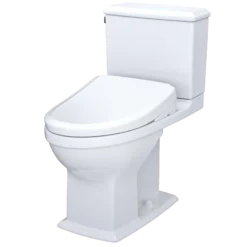 TOTO WASHLET+ Connelly Two-Piece Elongated Dual Flush 1.28 and 0.9 GPF Toilet and Classic WASHLET S7 Classic Bidet Seat, Cotton White, Vitreous China|Plastic, MW4944724CEMFG#01