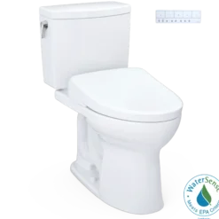 TOTO WASHLET+ Drake II 1G Two-Piece Elongated 1.0 GPF Toilet with Auto Flush WASHLET+ S7A Contemporary Bidet Seat, Cotton White, Vitreous China|Plastic, MW4544736CUFGA#01