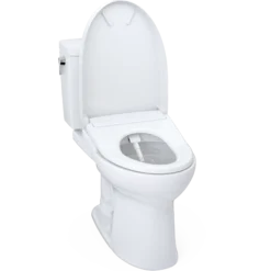 TOTO WASHLET+ Drake II 1G Two-Piece Elongated 1.0 GPF Toilet with Auto Flush WASHLET+ S7A Contemporary Bidet Seat, Cotton White, Vitreous China|Plastic, MW4544736CUFGA#01