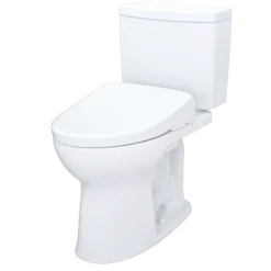 TOTO WASHLET+ Drake II 1G Two-Piece Elongated 1.0 GPF Toilet with Auto Flush WASHLET+ S7A Contemporary Bidet Seat, Cotton White, Vitreous China|Plastic, MW4544736CUFGA#01