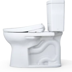 TOTO WASHLET+ Drake II 1G Two-Piece Elongated 1.0 GPF Toilet with Auto Flush WASHLET+ S7A Contemporary Bidet Seat, Cotton White, Vitreous China|Plastic, MW4544736CUFGA#01