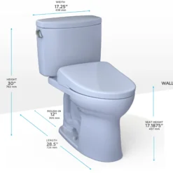 TOTO WASHLET+ Drake II Two-Piece Elongated 1.28 GPF Toilet with Auto Flush WASHLET+ S7 Contemporary Bidet Seat, Cotton White, Vitreous China|Plastic, MW4544726CEFGA#01