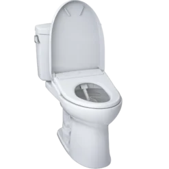 TOTO WASHLET+ Drake II Two-Piece Elongated 1.28 GPF Toilet with Auto Flush WASHLET+ S7 Contemporary Bidet Seat, Cotton White, Vitreous China|Plastic, MW4544726CEFGA#01
