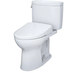 TOTO WASHLET+ Drake II Two-Piece Elongated 1.28 GPF Toilet with Auto Flush WASHLET+ S7 Contemporary Bidet Seat, Cotton White, Vitreous China|Plastic, MW4544726CEFGA#01