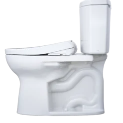 TOTO WASHLET+ Drake II Two-Piece Elongated 1.28 GPF Toilet with Auto Flush WASHLET+ S7 Contemporary Bidet Seat, Cotton White, Vitreous China|Plastic, MW4544726CEFGA#01
