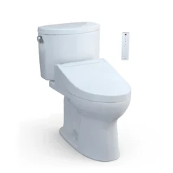 TOTO WASHLET+ Drake II Two-Piece Elongated 1.28 GPF Toilet and WASHLET+ C5 Bidet Seat, Cotton White, Vitreous China|Plastic, MW4543084CEFG#01