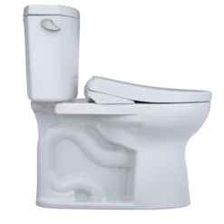 TOTO WASHLET+ Drake II Two-Piece Elongated 1.28 GPF Toilet with Auto Flush WASHLET+ S7A Contemporary Bidet Seat, Cotton White, Vitreous China|Plastic, MW4544736CEFGA#01
