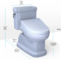 TOTO WASHLET+ Eco Guinevere Elongated 1.28 GPF Universal Height Toilet with C5 Bidet Seat, Cotton White, Vitreous China|Plastic, MW9743084CEFG#01