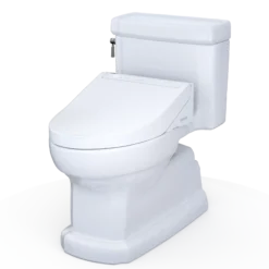 TOTO WASHLET+ Eco Guinevere Elongated 1.28 GPF Universal Height Toilet with C5 Bidet Seat, Cotton White, Vitreous China|Plastic, MW9743084CEFG#01