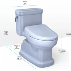 TOTO WASHLET+ Eco Guinevere Elongated 1.28 GPF Universal Height Toilet, S7A Classic Bidet Seat with AutoFlush and Auto Open/Close, Cotton White, Vitreous China|Plastic, MW9744734CEFGA#01