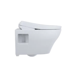 TOTO WASHLET+ EP Wall-Hung Elongated Toilet with S7A Contemporary Bidet Seat and DuoFit In-Wall 0.9 and 1.28 GPF Auto Dual-Flush Tank System, Matte Silver, Vitreous China|Plastic, CWT4284736CMFGA#MS