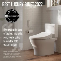 TOTO WASHLET K300 Electronic Bidet Toilet Seat, Instantaneous Water Heating, PREMIST and EWATER+ Wand Cleaning, Sedona Beige, SW3036R#12