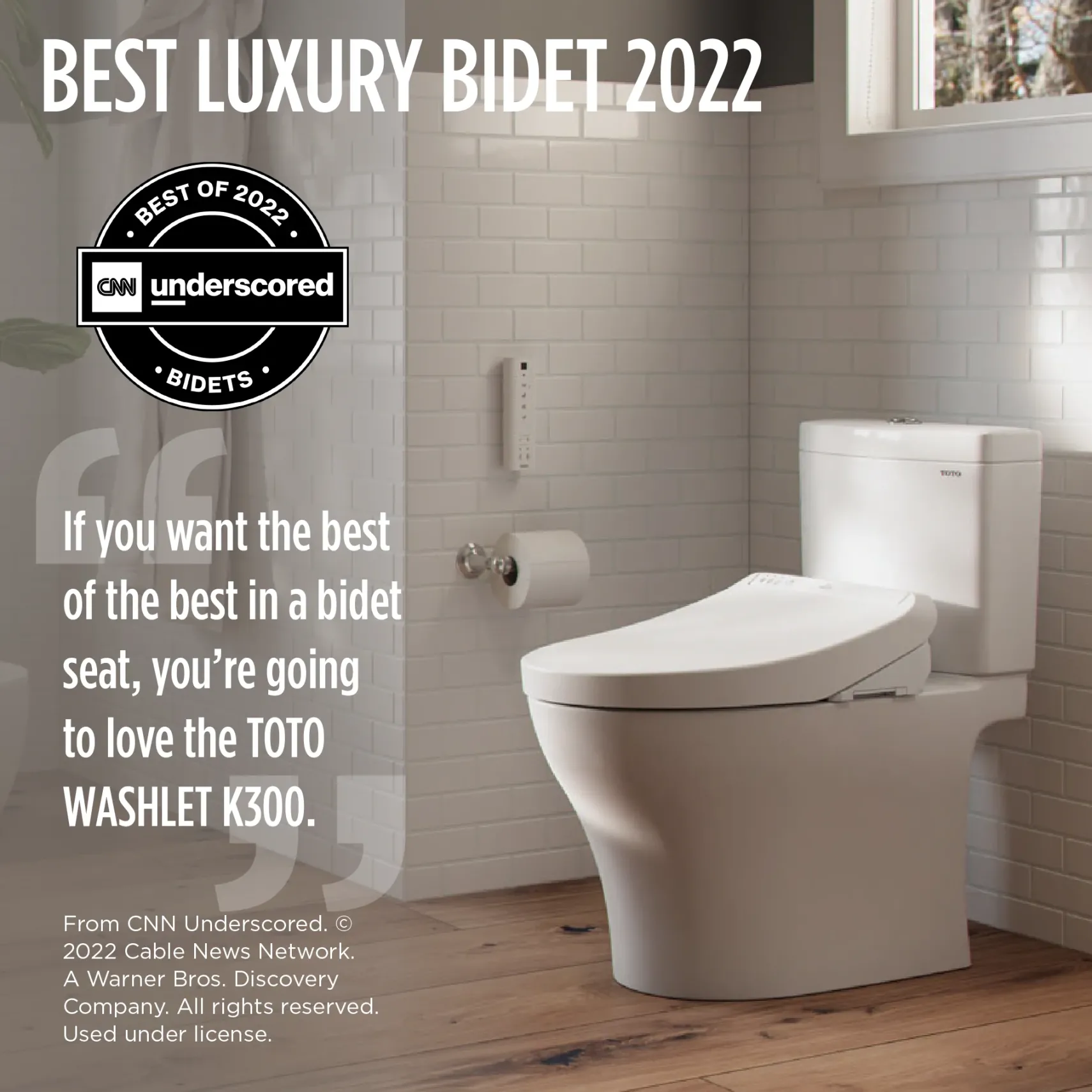 TOTO WASHLET K300 Electronic Bidet Toilet Seat with Instantaneous Water Heating, PREMIST and EWATER+ Wand Cleaning, Elongated, Cotton White, Plastic, SW3036R#01