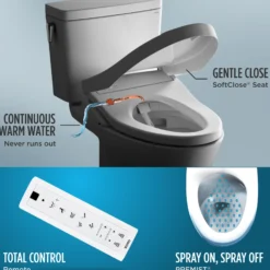TOTO WASHLET K300 Electronic Bidet Toilet Seat with Instantaneous Water Heating, PREMIST and EWATER+ Wand Cleaning, Elongated, Cotton White, Plastic, SW3036R#01