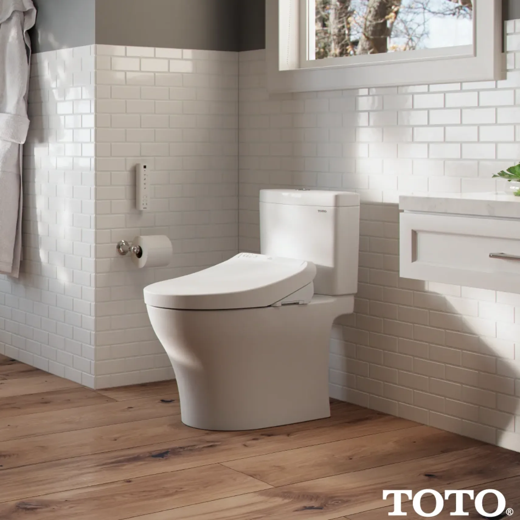 TOTO WASHLET K300 Electronic Bidet Toilet Seat with Instantaneous Water Heating, PREMIST and EWATER+ Wand Cleaning, Elongated, Cotton White, Plastic, SW3036R#01
