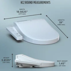 TOTO WASHLET KC2 Electronic Bidet Toilet Seat with Heated Seat and SoftClose Lid, Round, Cotton White, Plastic, SW3023#01