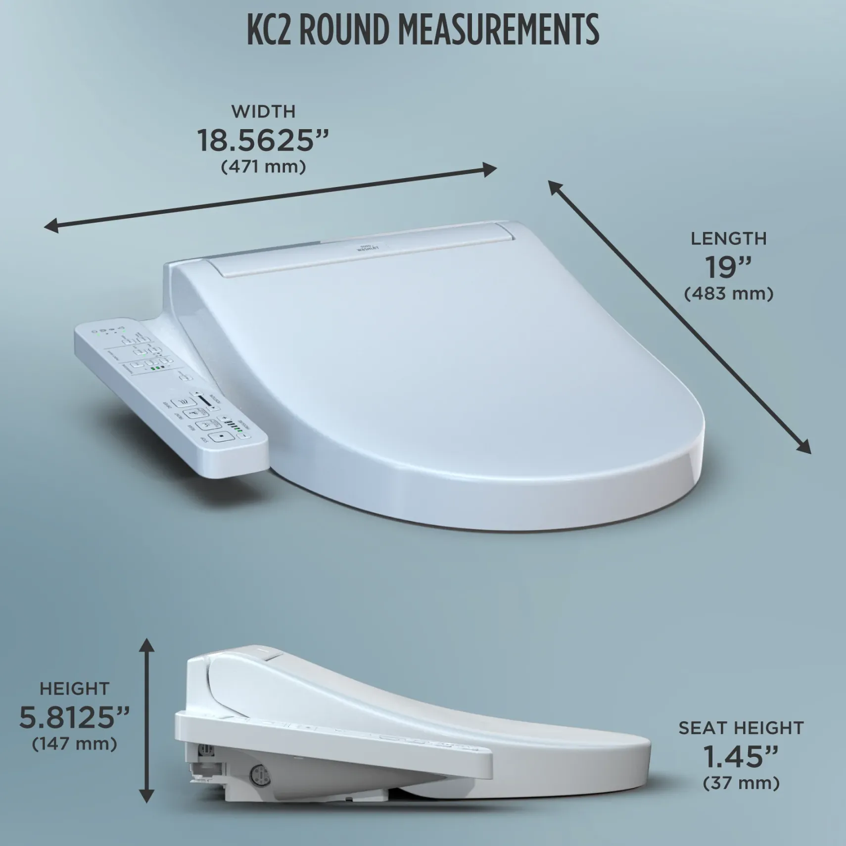 TOTO WASHLET KC2 Electronic Bidet Toilet Seat with Heated Seat and SoftClose Lid, Round, Cotton White, Plastic, SW3023#01