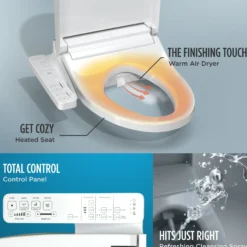 TOTO WASHLET KC2 Electronic Bidet Toilet Seat with Heated Seat and SoftClose Lid, Elongated, Cotton White, Plastic, SW3024#01
