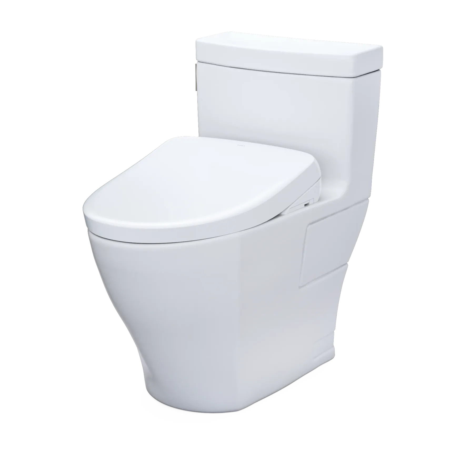 TOTO WASHLET+ Legato One-Piece Elongated 1.28 GPF Toilet with Auto Flush S7A Contemporary Bidet Seat, Cotton White, Vitreous China|Plastic, MW6244736CEFGA#01