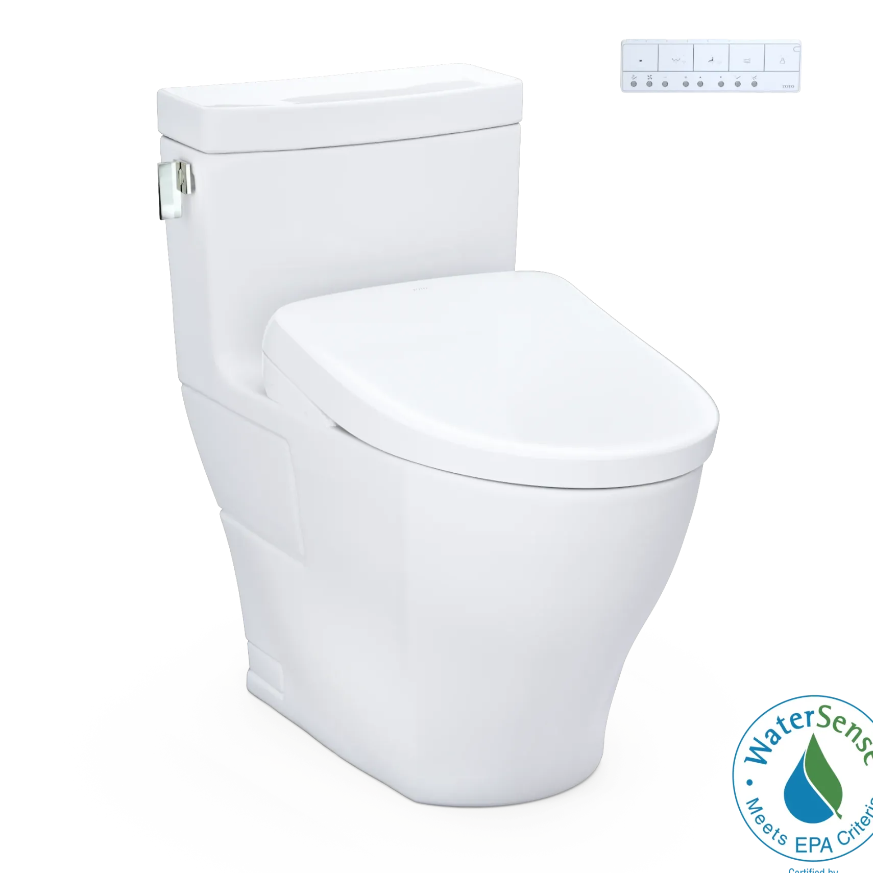 TOTO WASHLET+ Legato One-Piece Elongated 1.28 GPF Toilet with Auto Flush S7A Contemporary Bidet Seat, Cotton White, Vitreous China|Plastic, MW6244736CEFGA#01