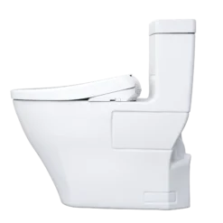 TOTO WASHLET+ Legato One-Piece Elongated 1.28 GPF Toilet with Auto Flush S7A Contemporary Bidet Seat, Cotton White, Vitreous China|Plastic, MW6244736CEFGA#01