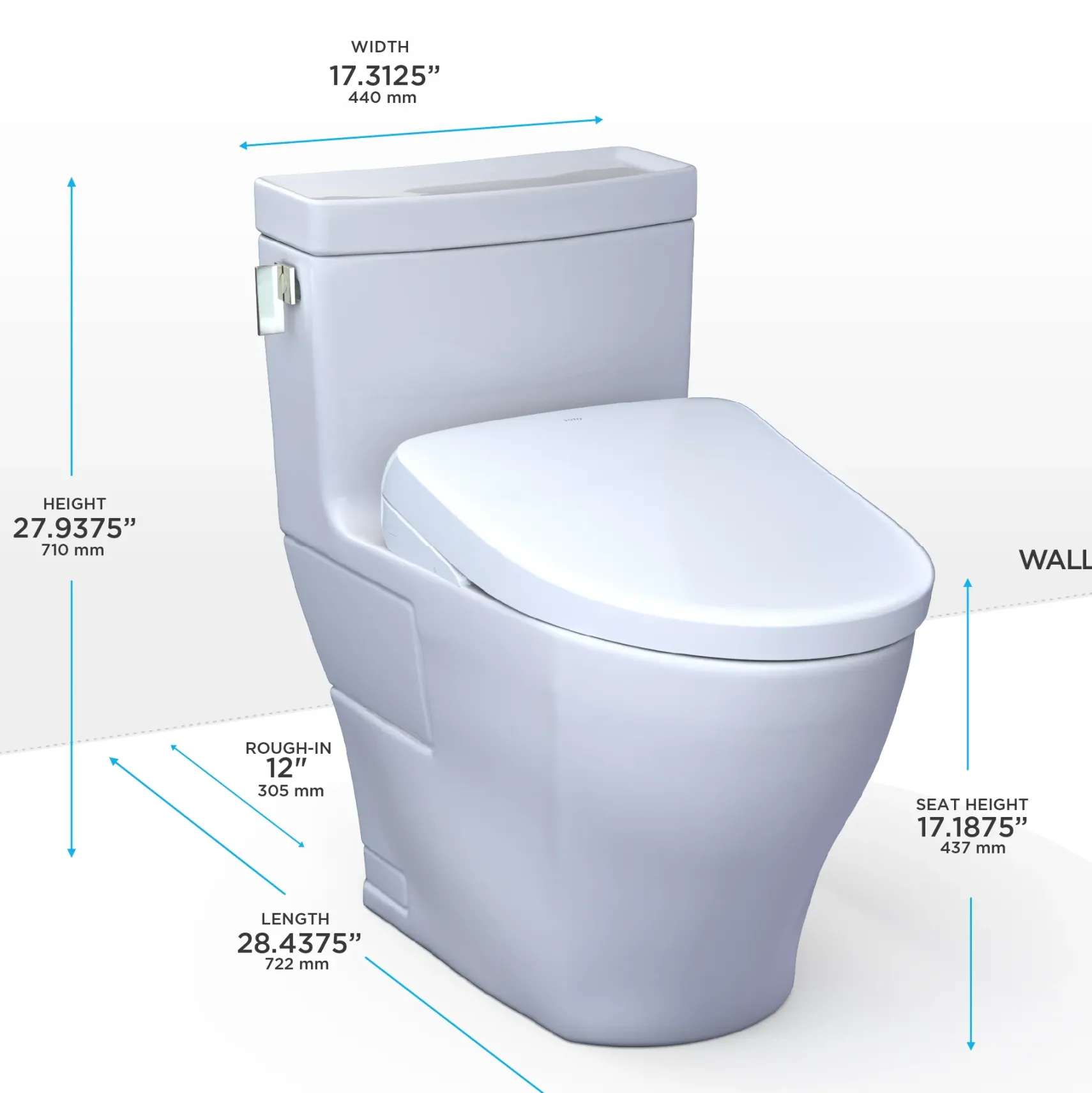 TOTO WASHLET+ Legato One-Piece Elongated 1.28 GPF Toilet with Auto Flush S7A Contemporary Bidet Seat, Cotton White, Vitreous China|Plastic, MW6244736CEFGA#01