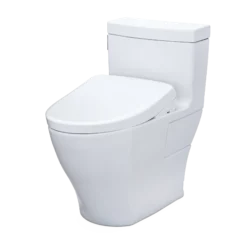 TOTO WASHLET+ Legato One-Piece Elongated 1.28 GPF Toilet and Contemporary WASHLET S7 Contemporary Bidet Seat, Cotton White, Vitreous China|Plastic, MW6244726CEFG#01