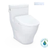 TOTO WASHLET+ Legato One-Piece Elongated 1.28 GPF Toilet with Auto Flush S7 Contemporary Bidet Seat, Cotton White, Vitreous China|Plastic, MW6244726CEFGA#01