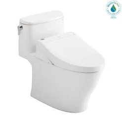 TOTO WASHLET+ Nexus 1G One-Piece Elongated 1.0 GPF Toilet and WASHLET C5 Bidet Seat, Cotton White, Vitreous China|Plastic, MW6423084CUFG#01