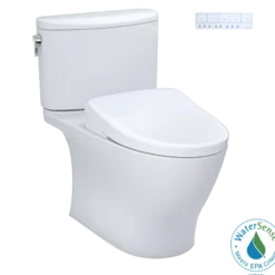 TOTO WASHLET+ Nexus 1G Two-Piece Elongated 1.0 GPF Toilet with Auto Flush S7 Contemporary Bidet Seat, Cotton White, Vitreous China|Plastic, MW4424726CUFGA#01