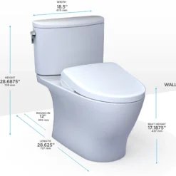 TOTO WASHLET+ Nexus 1G Two-Piece Elongated 1.0 GPF Toilet with Auto Flush S7A Contemporary Bidet Seat, Cotton White, Vitreous China|Plastic, MW4424736CUFGA#01