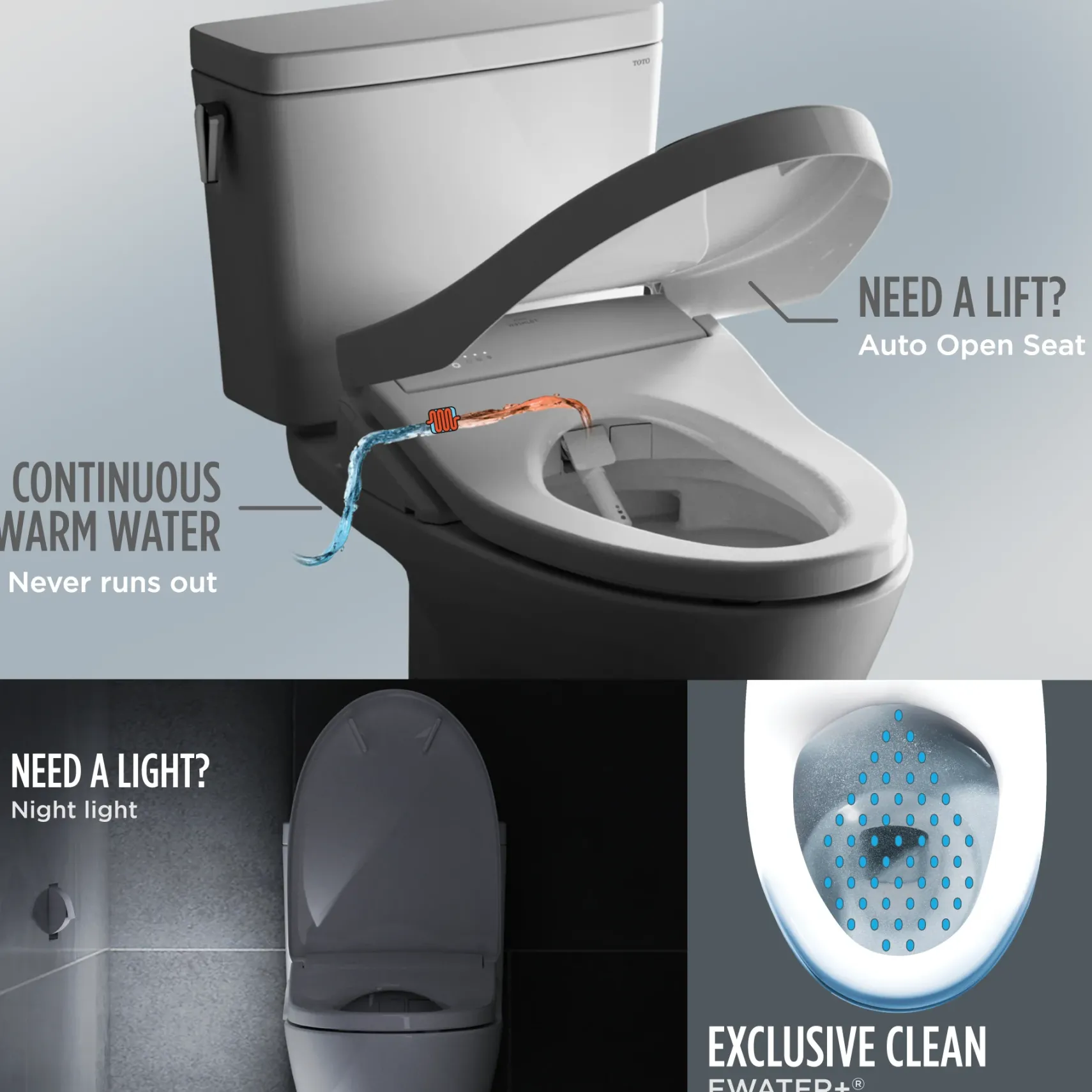 TOTO WASHLET+ Nexus 1G Two-Piece Elongated 1.0 GPF Toilet with Auto Flush S7A Contemporary Bidet Seat, Cotton White, Vitreous China|Plastic, MW4424736CUFGA#01