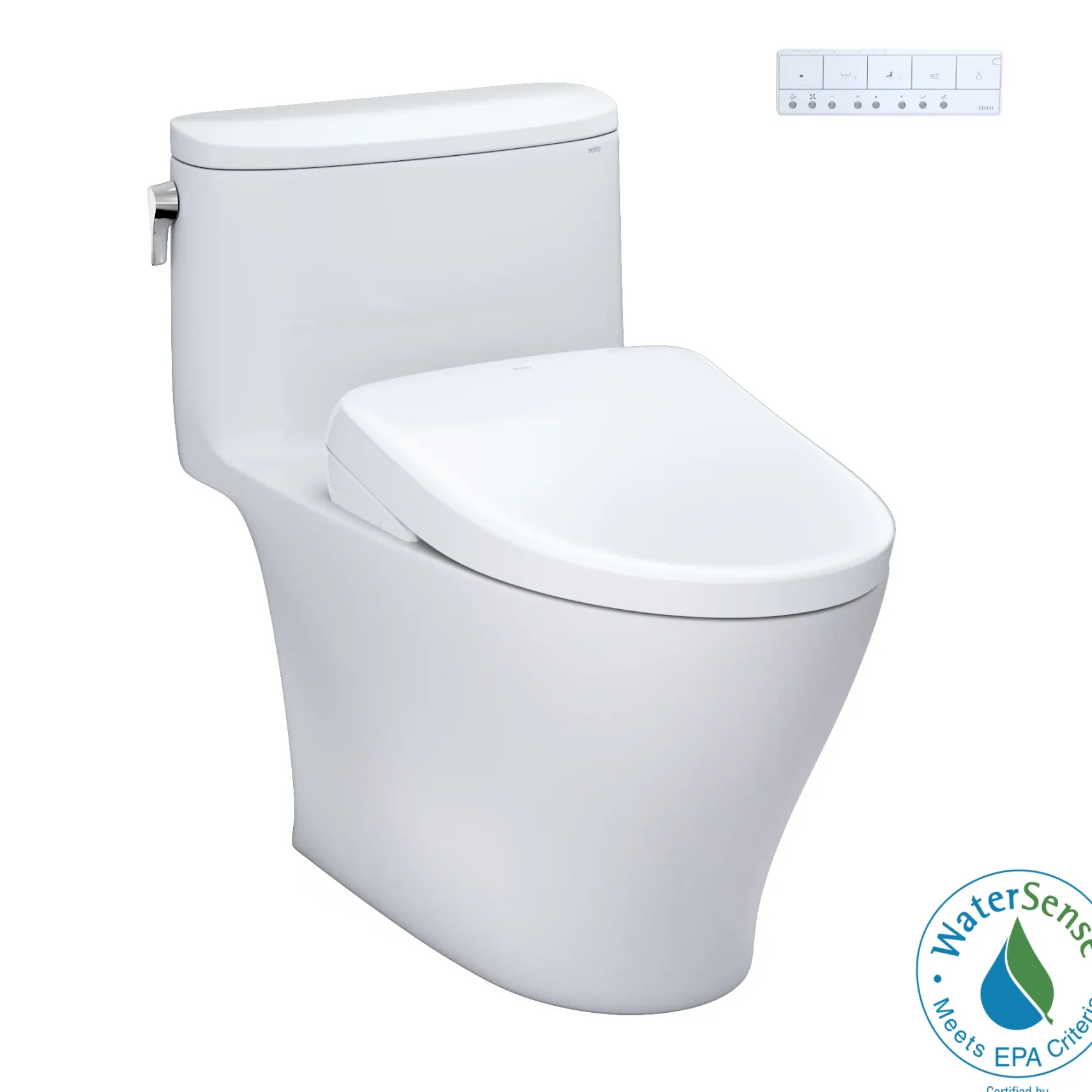 TOTO WASHLET+ Nexus One-Piece Elongated 1.28 GPF Toilet with S7A Contemporary Bidet Seat, Cotton White, Vitreous China|Plastic, MW6424736CEFG#01