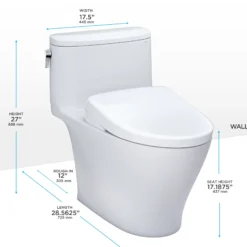 TOTO WASHLET+ Nexus One-Piece Elongated 1.28 GPF Toilet with S7A Contemporary Bidet Seat, Cotton White, Vitreous China|Plastic, MW6424736CEFG#01