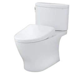 TOTO WASHLET+ Nexus Two-Piece Elongated 1.28 GPF Toilet with Auto Flush S7A Contemporary Bidet Seat, Cotton White, Vitreous China|Plastic, MW4424736CEFGA#01