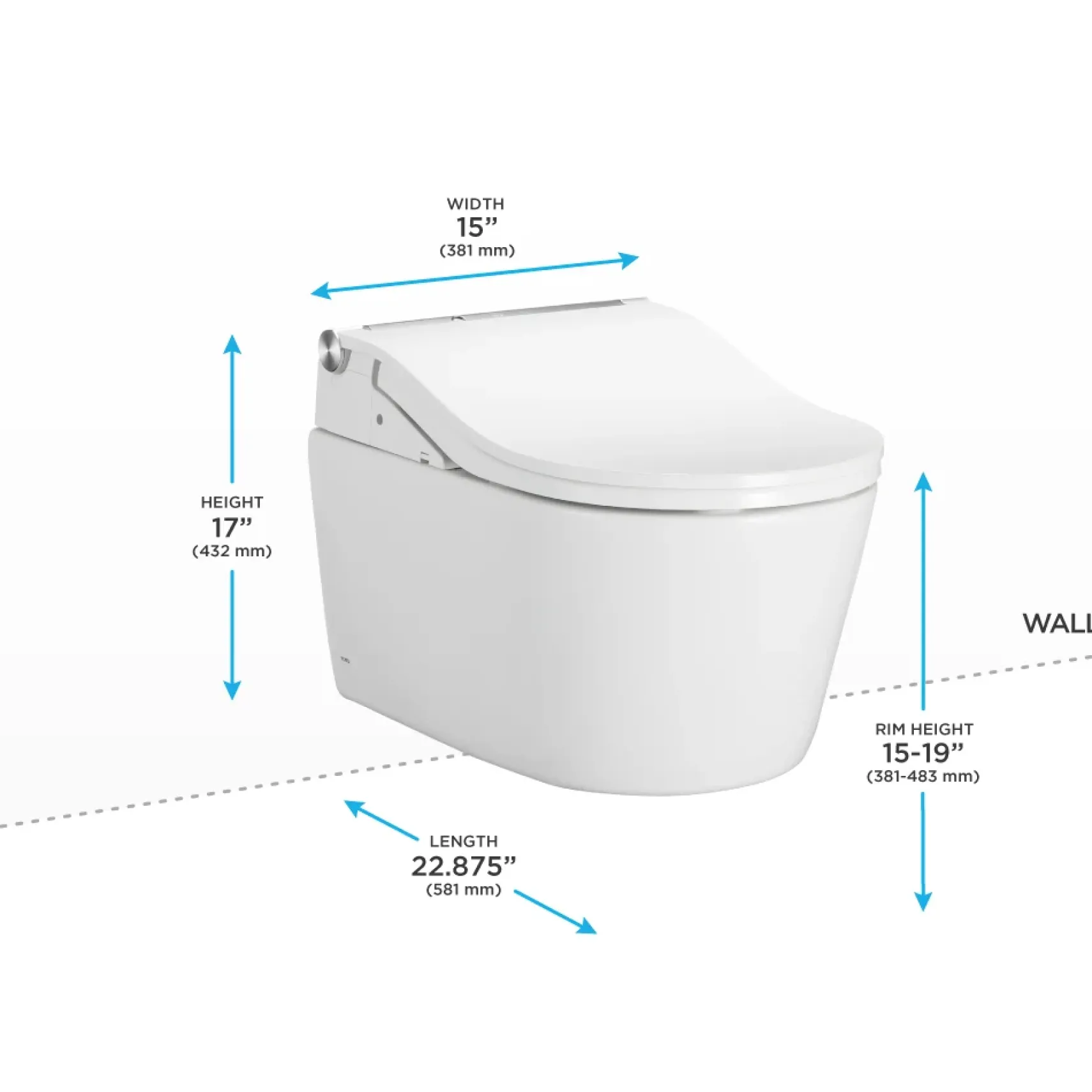 TOTO WASHLET+ RP Wall-Hung D-Shape Toilet with RW Bidet Seat and DuoFit In-Wall 1.28 and 0.9 GPF Auto Dual-Flush Tank System, Matte Silver, Plastic|Steel|Vitreous China, Cotton White, CWT4474547CMFGA#MS