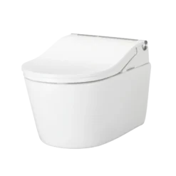TOTO WASHLET+ RP Wall-Hung D-Shape Toilet with RW Bidet Seat and DuoFit In-Wall 1.28 and 0.9 GPF Auto Dual-Flush Tank System, Matte Silver, Plastic|Steel|Vitreous China, Cotton White, CWT4474547CMFGA#MS