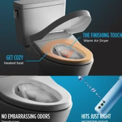 TOTO WASHLET S300e Electronic Bidet Toilet Seat with EWATER+ Cleansing, Round, Cotton White, Plastic, SW573#01