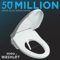 TOTO WASHLET S300e Electronic Bidet Toilet Seat with EWATER+ Cleansing, Round, Cotton White, Plastic, SW573#01