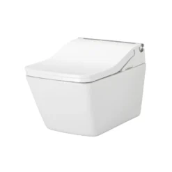 TOTO WASHLET+ SP Wall-Hung Square-Shape Toilet with SW Bidet Seat and DuoFit In-Wall 1.28 and 0.9 GPF Dual-Flush Tank System, Matte Silver, Vitreous China|Plastic|Steel, Cotton White, CWT4494549CMFGA#MS