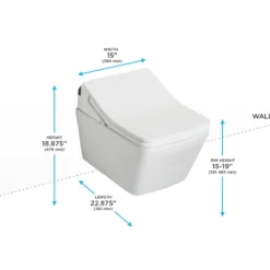 TOTO WASHLET+ SP Wall-Hung Square-Shape Toilet with SX Bidet Seat and DuoFit In-Wall 1.28 and 0.9 GPF Dual-Flush Tank System, Matter Silver, Vitreous China|Steel|Plastic, Matte Silver, CWT4494049CMFG#MS
