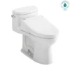 TOTO WASHLET+ Supreme II One-Piece Elongated 1.28 GPF Toilet and WASHLET+ C5 Bidet Seat, Cotton White, Vitreous China|Plastic, MW6343084CEFG#01