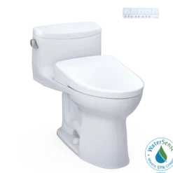 TOTO WASHLET+ Supreme II One-Piece Elongated 1.28 GPF Toilet and WASHLET+ S7 Contemporary Bidet Seat, Cotton White, Vitreous China|Plastic, MW6344726CEFG#01