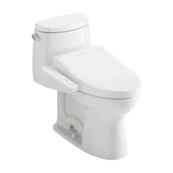 TOTO WASHLET+ UltraMax II One-Piece Elongated 1.28 GPF Toilet and WASHLET+ C2 Bidet Seat, Cotton White, Vitreous China|Plastic, MW6043074CEFG#01