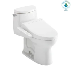 TOTO WASHLET+ UltraMax II 1G One-Piece Elongated 1.0 GPF Toilet and WASHLET+ C2 Bidet Seat, Cotton White, Vitreous China|Plastic, MW6043074CUFG#01